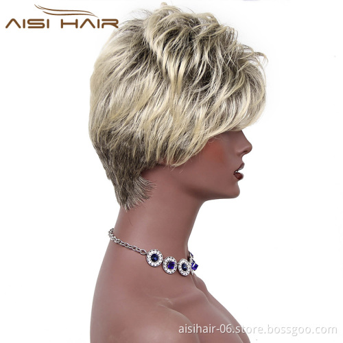 Cheapest Good Quality Hot Selling Short Blonde Heat Resistant Hair Wigs Synthetic Wigs for Black Women
